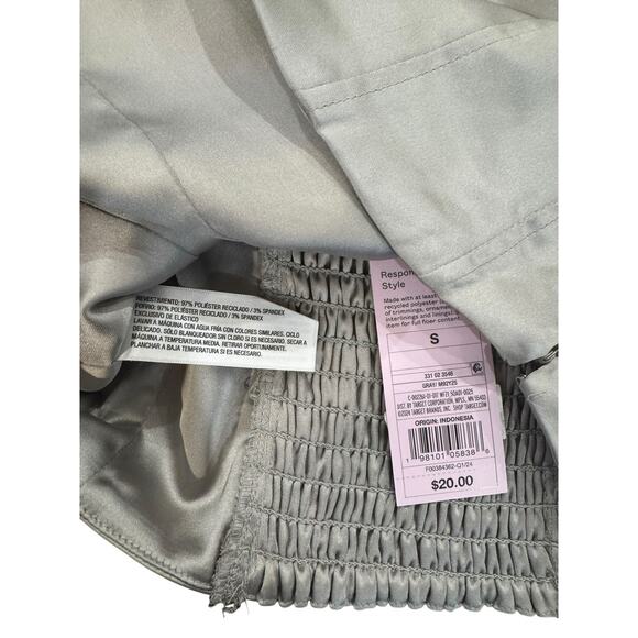 Wild Fable Women's Slim Fit Party Bustier Tube Top Size Small Satin Gray 90s Y2K - Picture 5 of 7